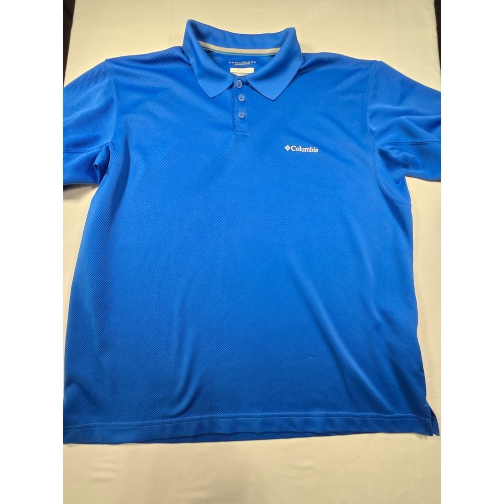 Columbia Mens Omni-Shade Sun Protection Polo‎ Shirt Blue XL AM 6215 Short Sleeve